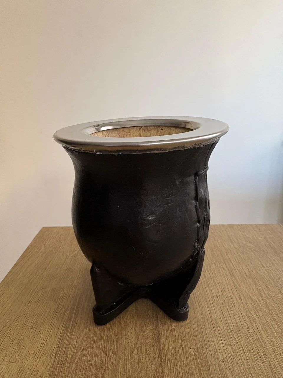 Mate Camionero de calabaza con funda de cuero y virola de alpaca